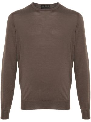 Пуловер с кръгло деколте Dell'oglio кафяво