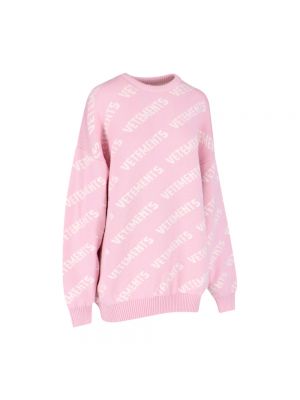 Sweter z okrągłym dekoltem Vetements różowy