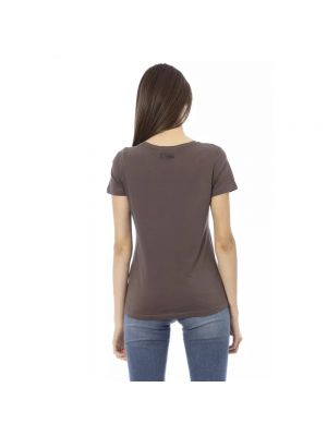 Camiseta de algodón con estampado Trussardi marrón