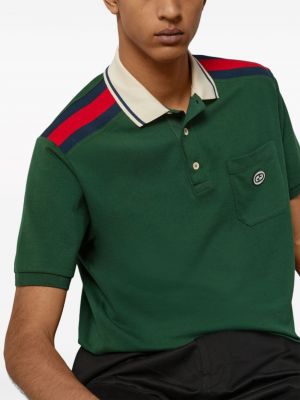 Medvilninis polo marškinėliai Gucci žalia