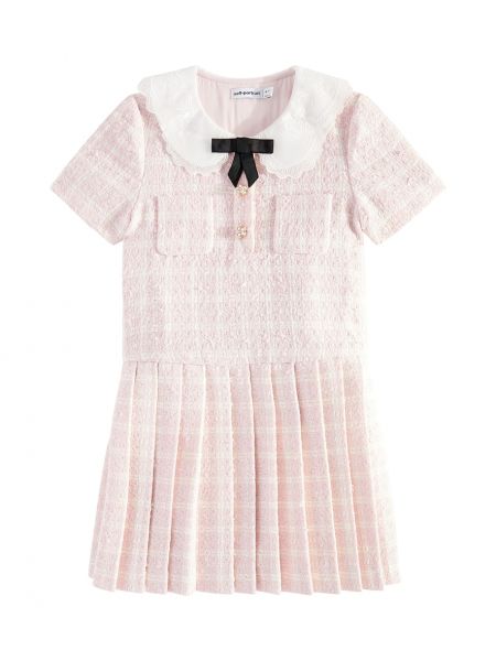 Blonder plissert dress for jenter Self-portrait Kids rosa