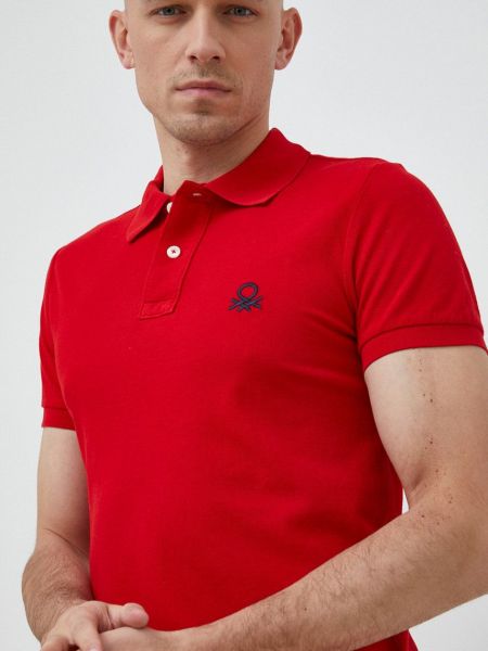Тениска с дълъг ръкав с апликация United Colors Of Benetton червено