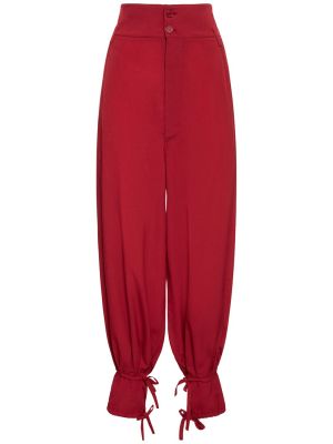 Pantaloni cu talie înaltă cu croială lejeră din crep Alexandre Vauthier roșu