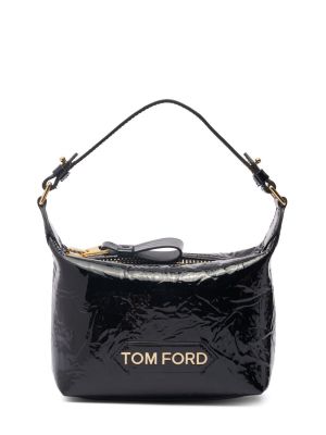 Кожени чанта от лакирана кожа Tom Ford черно