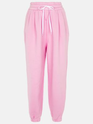 Памучни спортни панталони Miu Miu розово
