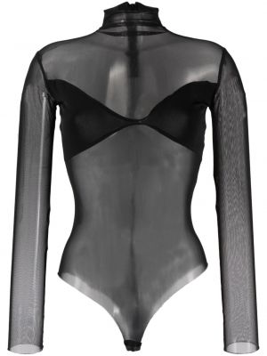 Body con collo alto trasparente Atu Body Couture nero