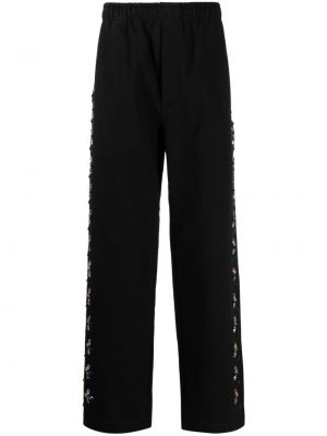 Bavlněné rovné kalhoty s korálky Bode černé