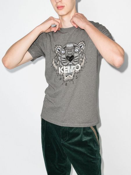 Camiseta con rayas de tigre Kenzo gris