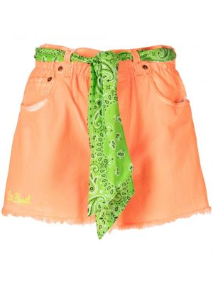 Pantaloni scurți din denim cu imagine Mc2 Saint Barth portocaliu