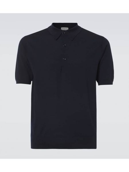 Poloshirt i uld Dries Van Noten blå