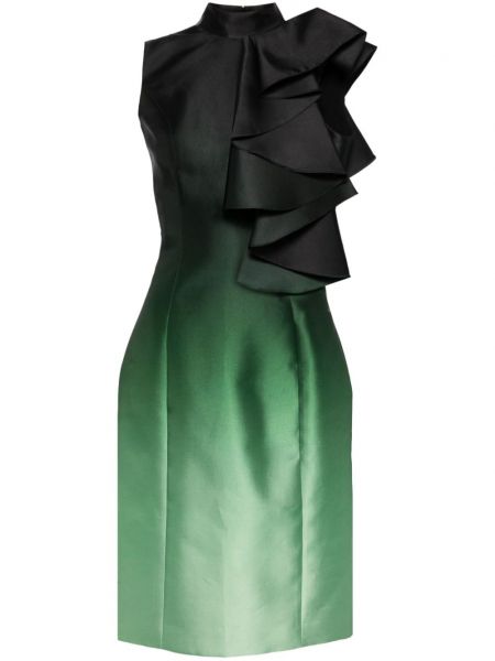 Rovné šaty s volánmi s prechodom farieb Saiid Kobeisy zelená