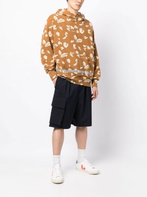 Bluza z kapturem z nadrukiem w abstrakcyjne wzory Undercover brązowa