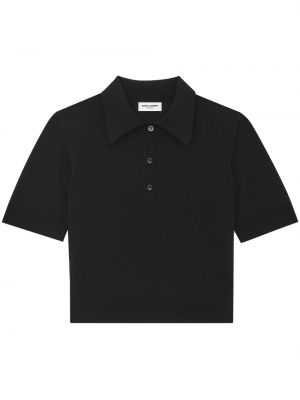 Вълнена поло тениска Saint Laurent черно
