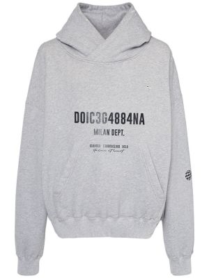Hoodie di cotone in jersey oversize Dolce & Gabbana grigio