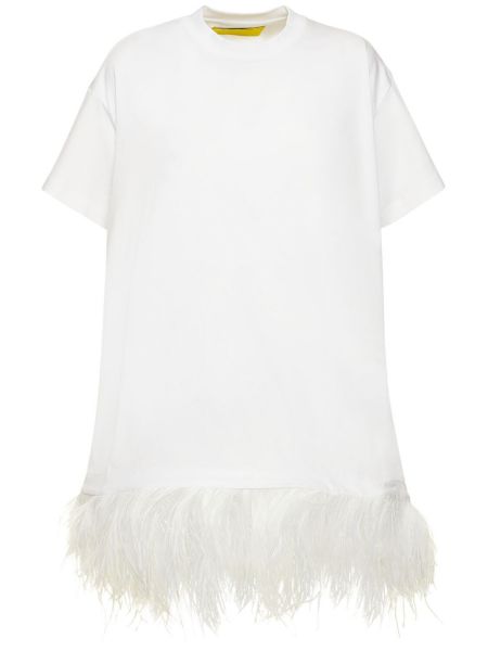 Mini šaty z peří jersey Marques'almeida bílé
