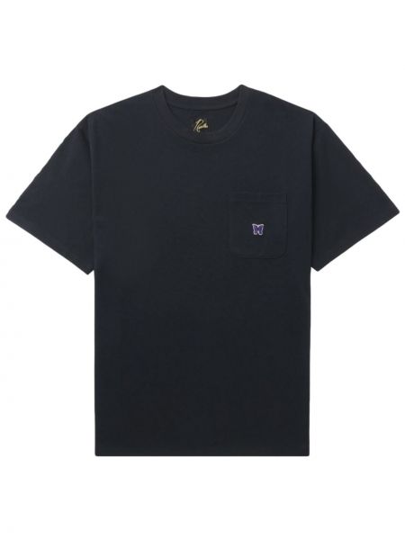 Medvilninis siuvinėtas marškinėliai Needles juoda