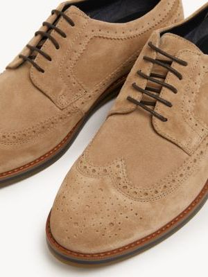 Mens M&S Collection Suede Brogues - Stone, Stone M&s Collection