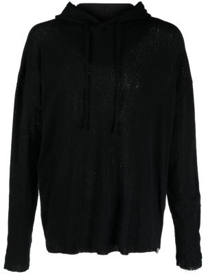 Bavlněná mikina s kapucí s oděrkami 1017 Alyx 9sm černá
