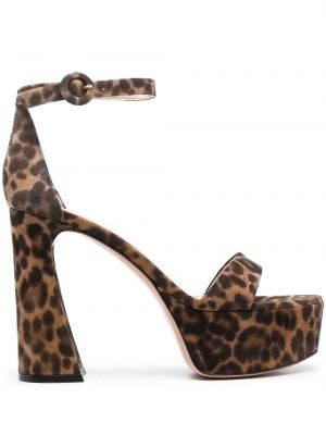 Sandále s potlačou s leopardím vzorom Gianvito Rossi