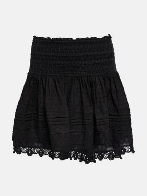 Bavlněné mini sukně s výšivkou Poupette St Barth - černá