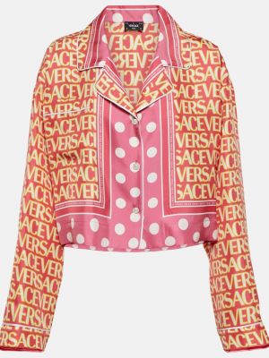 Шелковая рубашка Versace розовая