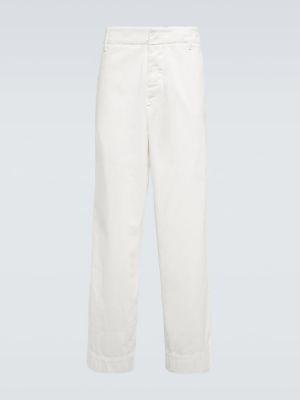 Puuvillased sirged püksid Giorgio Armani valge