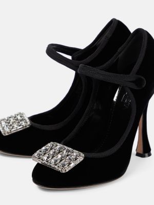 Pantofi cu toc de catifea Giambattista Valli negru