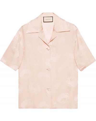 Жакардова копринена риза Gucci розово