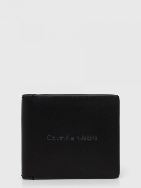 Kožni novčanik za novčiće Calvin Klein Jeans crna