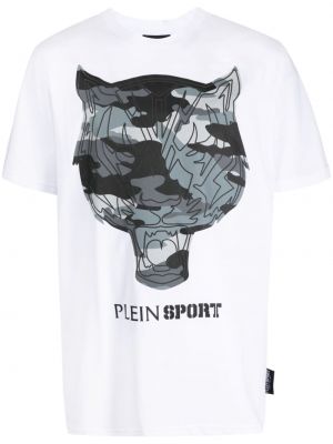 Raštuotas sportiniai marškinėliai Plein Sport balta