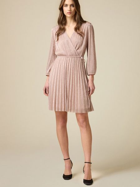 Плиссированное платье мини Oltre розовое