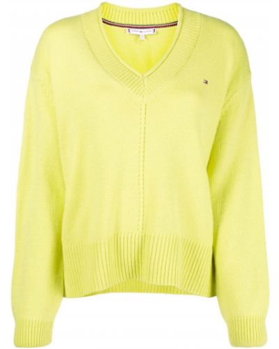 Пуловер с v-образно деколте Tommy Hilfiger жълто