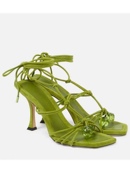 Sandale s remenčićima od brušene kože Jimmy Choo zelena