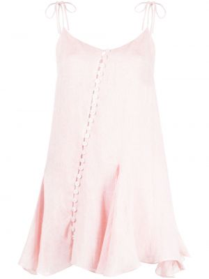 Асиметрична ленена рокля Pnk розово