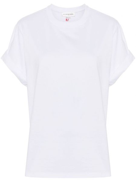 T-shirt en coton avec manches courtes Victoria Beckham blanc