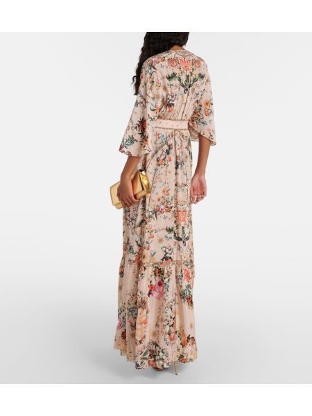 Svilena dolga obleka s cvetličnim vzorcem Camilla
