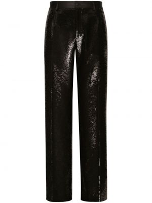 Pantaloni dritti plissettati Dolce & Gabbana nero