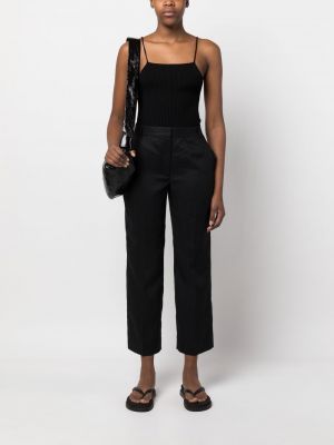 Lněné kalhoty Calvin Klein černé