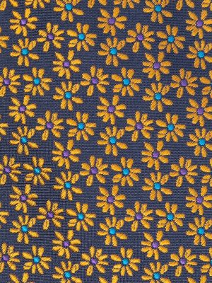 Corbata de seda de flores Kiton azul