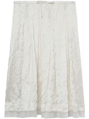 Плисирана миди пола с панделка Shushu/tong бяло