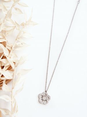 Ogrlica s cvetličnim vzorcem Kesi srebrna