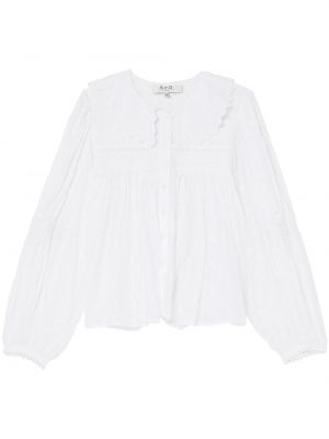 Памучна блуза на цветя с дантела Sea бяло