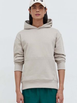 Однотонний бавовняний светр з капюшоном Adidas Originals бежевий