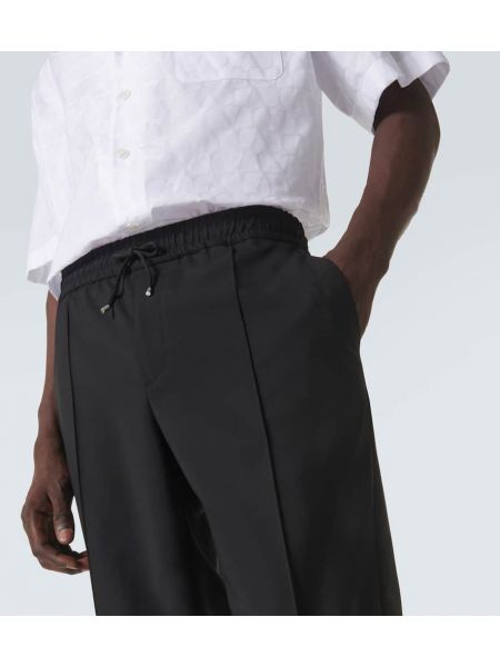 Moherowe spodnie wełniane slim fit Valentino czarne