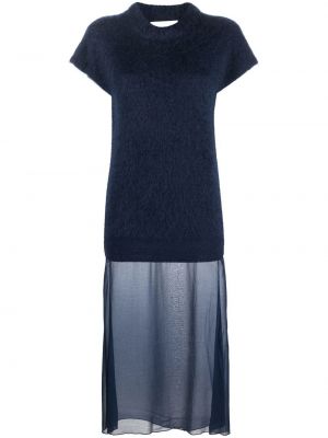 Modré mohérové průsvitné šaty Erika Cavallini