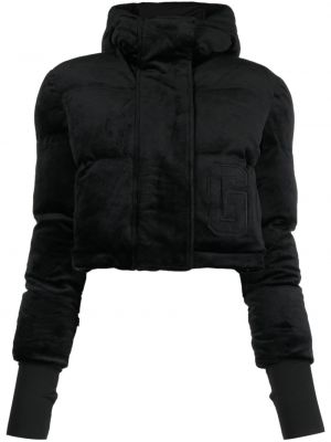Žametna bomber jakna iz rebrastega žameta s kapuco Gcds črna