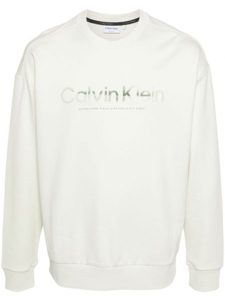 Mustriline puuvillased dressipluus Calvin Klein roheline