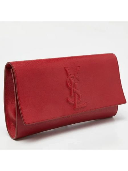Bolso clutch de cuero retro Yves Saint Laurent Vintage rojo