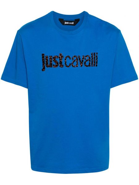 Kokvilnas t-krekls Just Cavalli zils