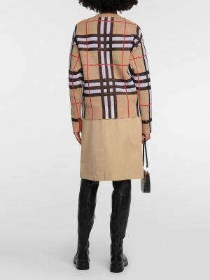 Kockovaný bavlnený sveter Burberry hnedá